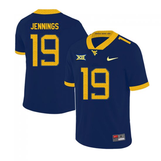 Men's West Virginia Mountaineers NCAA #19 Ali Jennings Navy Authentic Nike 2019 Stitched College Football Jersey HH15R74AO